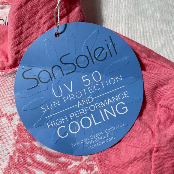 NWT SanSoleil UPF 50 Golf Pink Long sleeve top Snakeskin Print size S - Picture 9 of 9